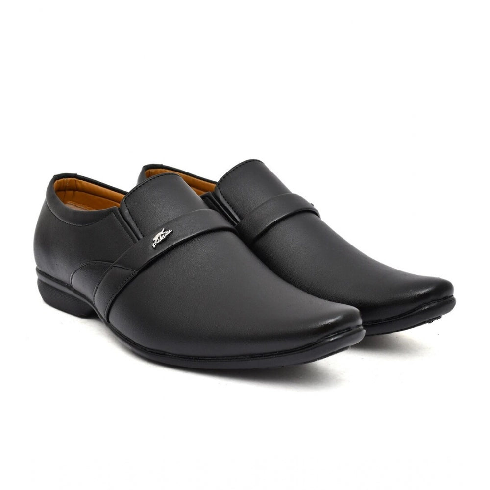 Men's Faux Leather Formal Shoes (Black) - Black, Faux Leather • Closure Type: Slip-On, Slip-On | POPNOVA