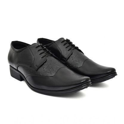 Men's Faux Leather Formal Shoes (Black) - Black, Faux Leather • Closure Type: Lace-Up, Lace-Up | POPNOVA