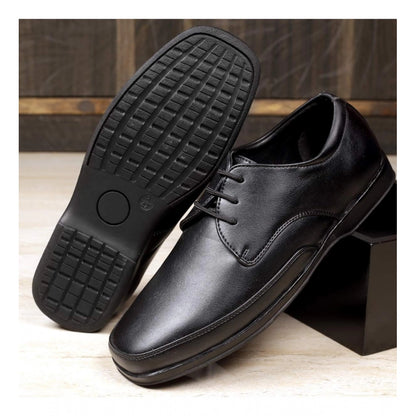 Men's Faux Leather Formal Shoes (Black) - Black, Faux Leather • Closure Type: Lace-Up, Lace-Up | POPNOVA