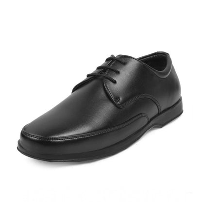 Men's Faux Leather Formal Shoes (Black) - Black, Faux Leather • Closure Type: Lace-Up, Lace-Up | POPNOVA