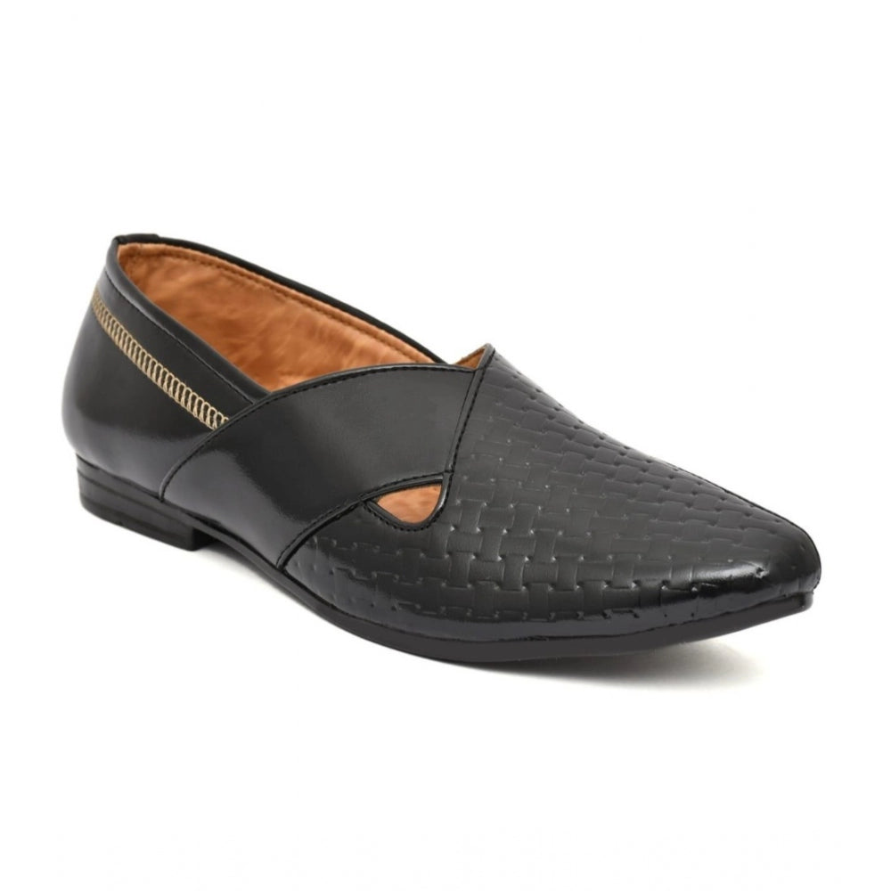 Men's Faux Leather Formal Shoes (Black) - Black, Faux Leather • Closure Type: Slip-On, Slip-On | POPNOVA