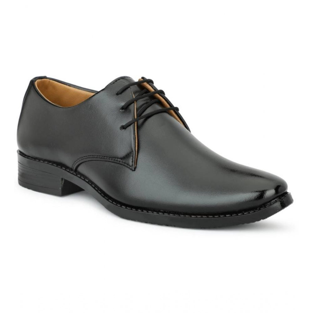 Men's Faux Leather Formal Shoes (Black) - Black, Faux Leather • Closure Type: Lace-Up, Lace-Up | POPNOVA