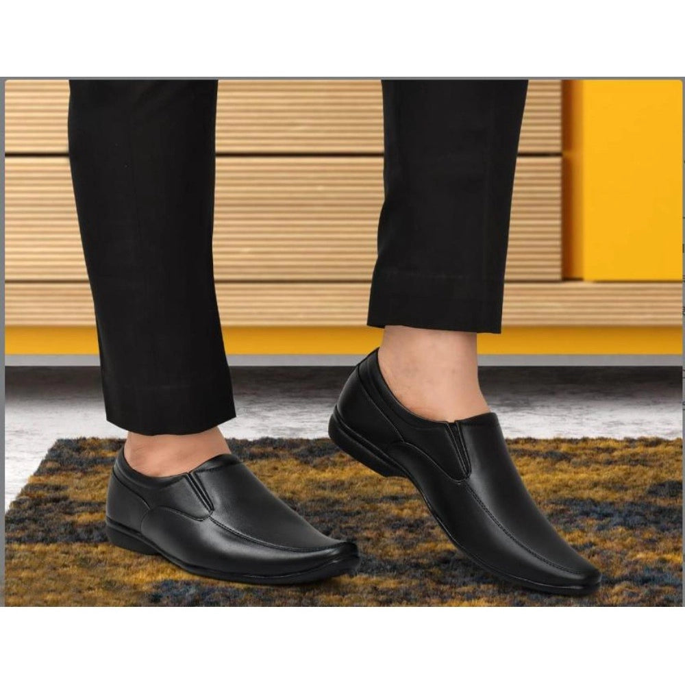 Men's Faux Leather Formal Shoes (Black) - Black, Faux Leather • Closure Type: Slip-On, Slip-On | POPNOVA