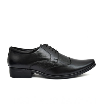 Men's Faux Leather Formal Shoes (Black) - Black, Faux Leather • Closure Type: Lace-Up, Lace-Up | POPNOVA