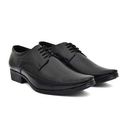 Men's Faux Leather Formal Shoes (Black) - Black, Faux Leather • Closure Type: Lace-Up, Lace-Up | POPNOVA