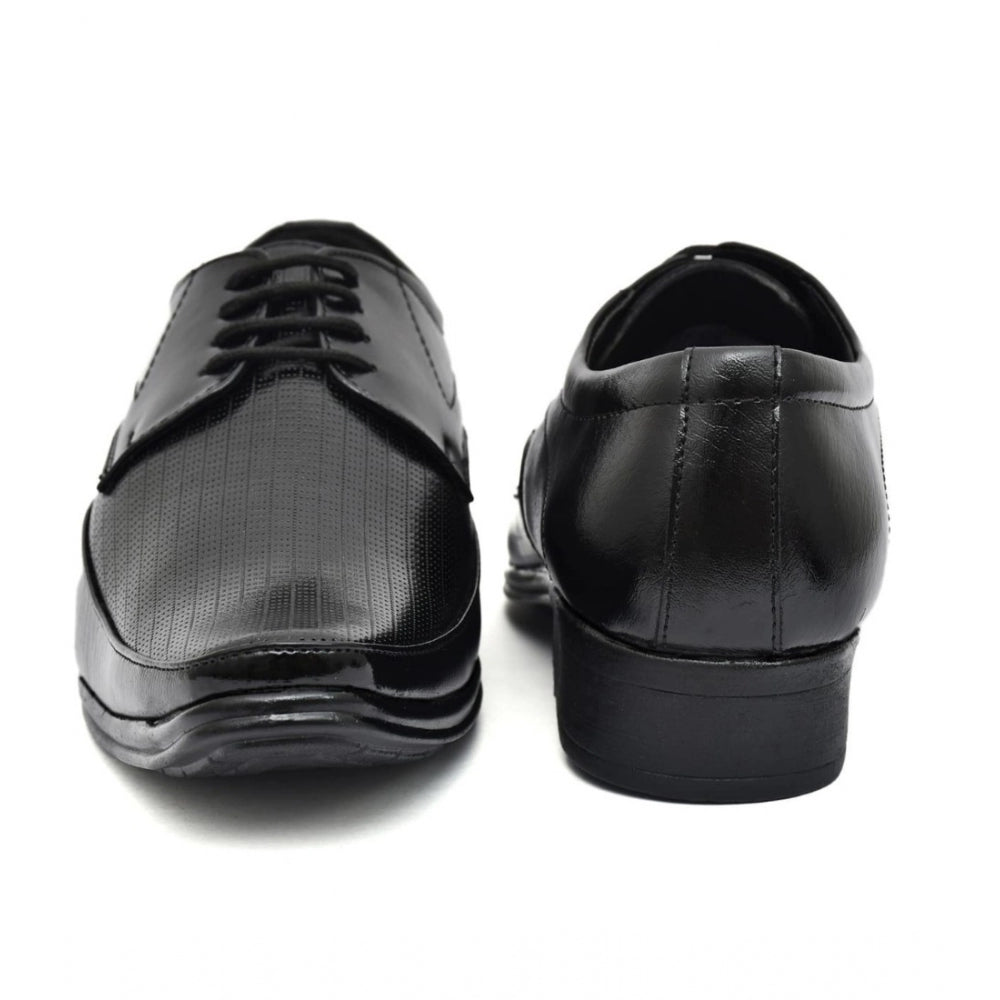 Men's Faux Leather Formal Shoes (Black) - Black, Faux Leather • Closure Type: Lace-Up, Lace-Up | POPNOVA