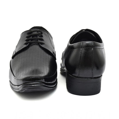 Men's Faux Leather Formal Shoes (Black) - Black, Faux Leather • Closure Type: Lace-Up, Lace-Up | POPNOVA