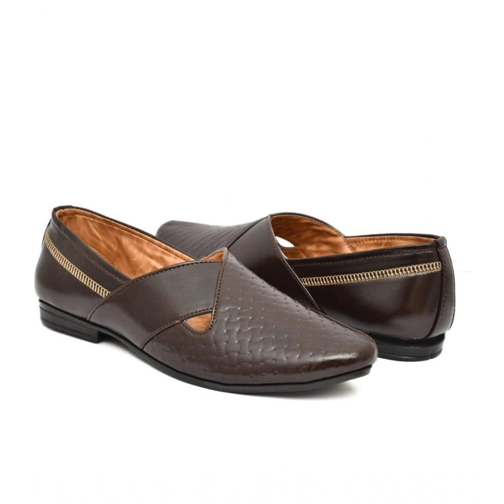 Men's Faux Leather Formal Shoes (Brown) - Brown, Faux Leather • Closure Type: Slip-On, Slip-On | POPNOVA