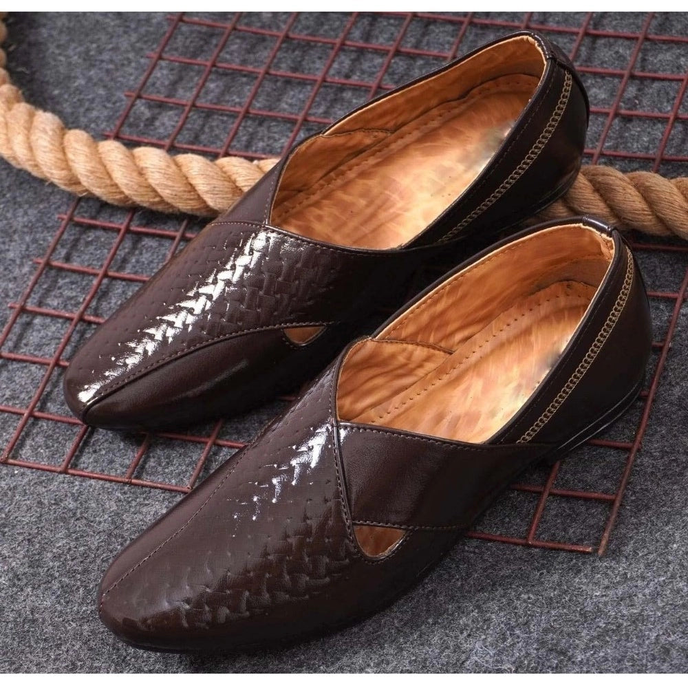Men's Faux Leather Formal Shoes (Brown) - Brown, Faux Leather • Closure Type: Slip-On, Slip-On | POPNOVA