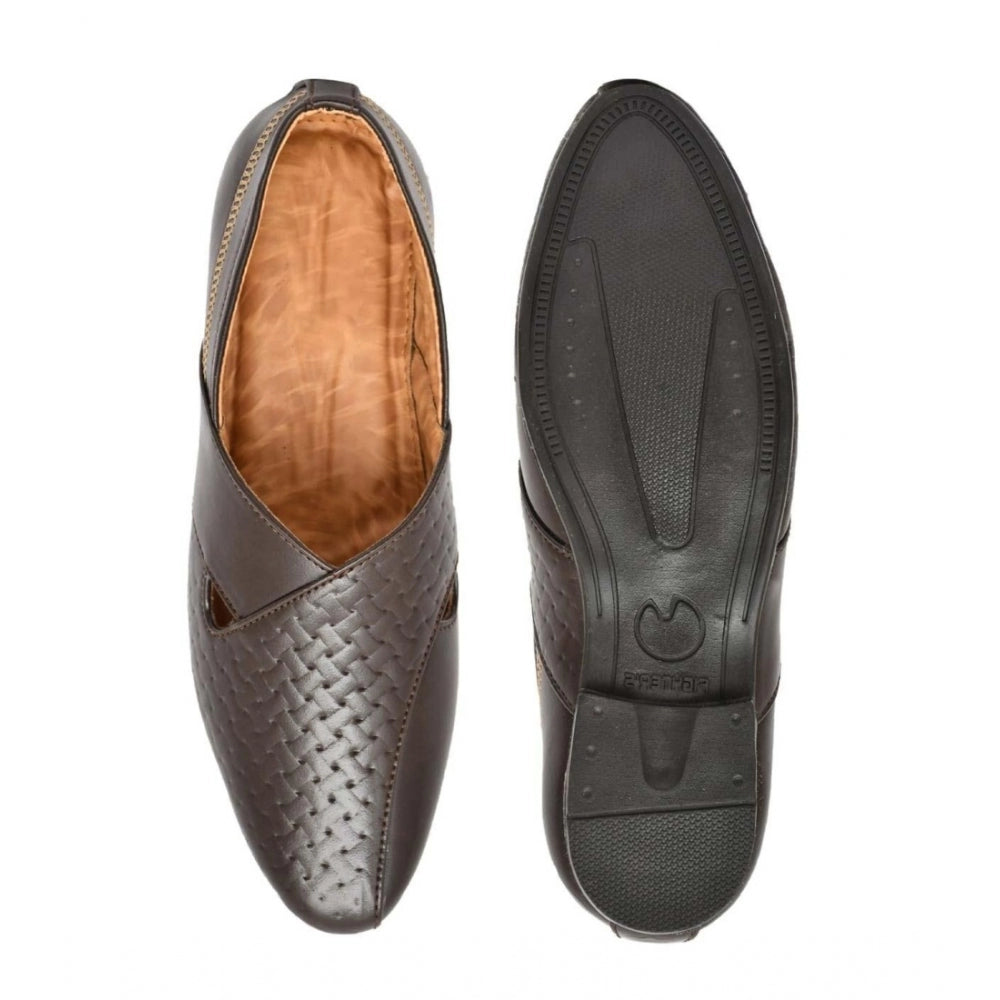 Men's Faux Leather Formal Shoes (Brown) - Brown, Faux Leather • Closure Type: Slip-On, Slip-On | POPNOVA