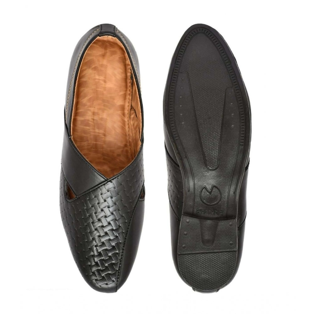 Men's Faux Leather Formal Shoes (Black) - Black, Faux Leather • Closure Type: Slip-On, Slip-On | POPNOVA