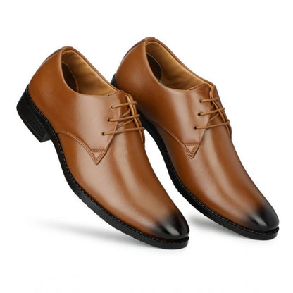 Men's Faux Leather Formal Shoes (Tan) - Tan, Faux Leather • Closure Type: Lace-Up, Lace-Up | POPNOVA