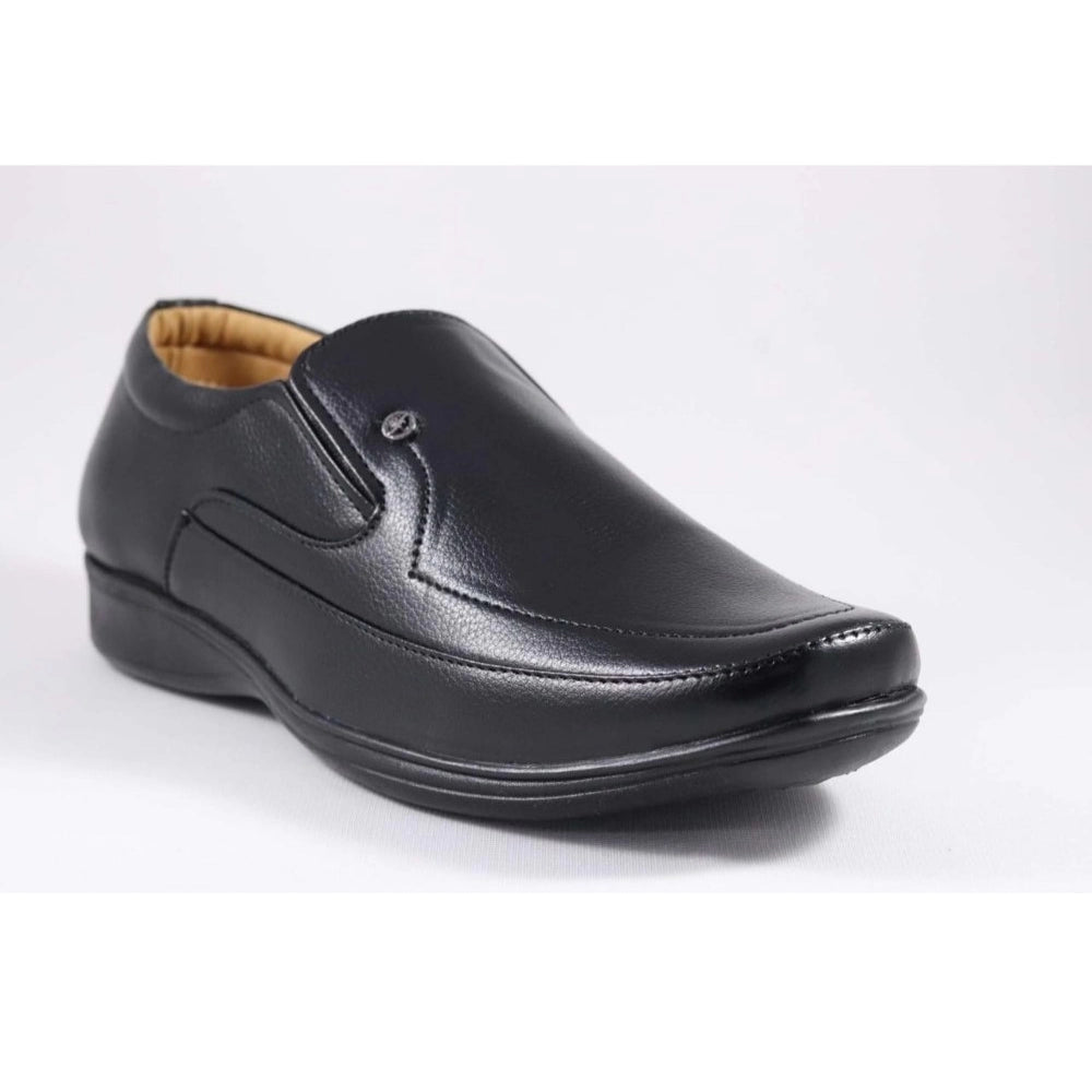 Men's Faux Leather Formal Shoes (Black) - Black, Faux Leather • Closure Type: Lace-Up, Lace-Up | POPNOVA