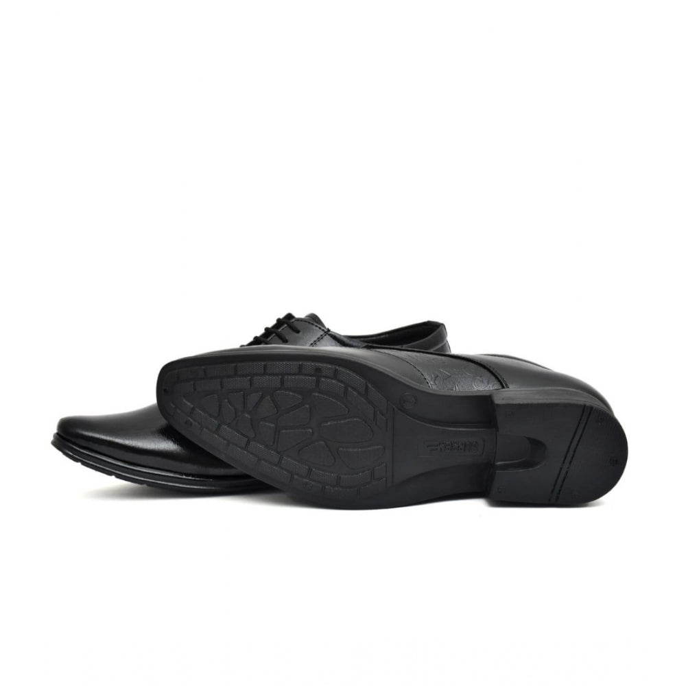 Men's Faux Leather Formal Shoes (Black) - Black, Faux Leather • Closure Type: Lace-Up, Lace-Up | POPNOVA