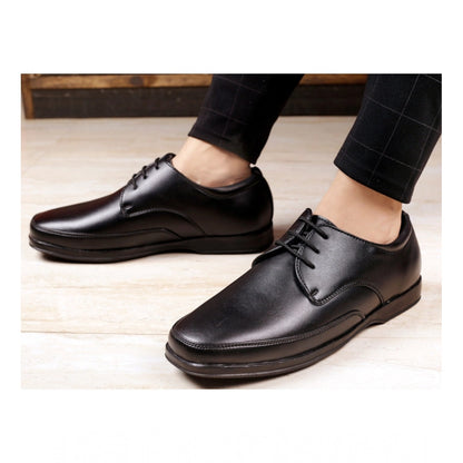 Men's Faux Leather Formal Shoes (Black) - Black, Faux Leather • Closure Type: Lace-Up, Lace-Up | POPNOVA