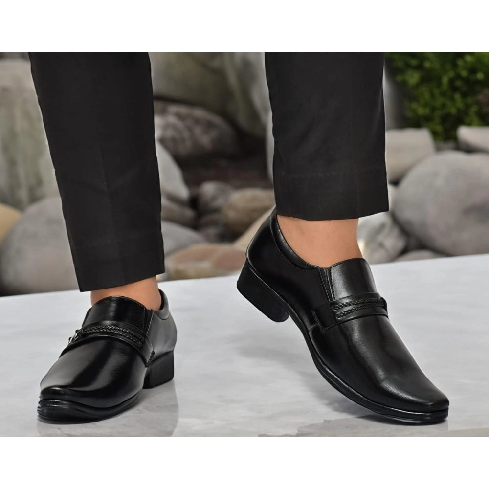 Men's Faux Leather Formal Shoes (Black) - Black, Faux Leather • Closure Type: Slip-On, Slip-On | POPNOVA