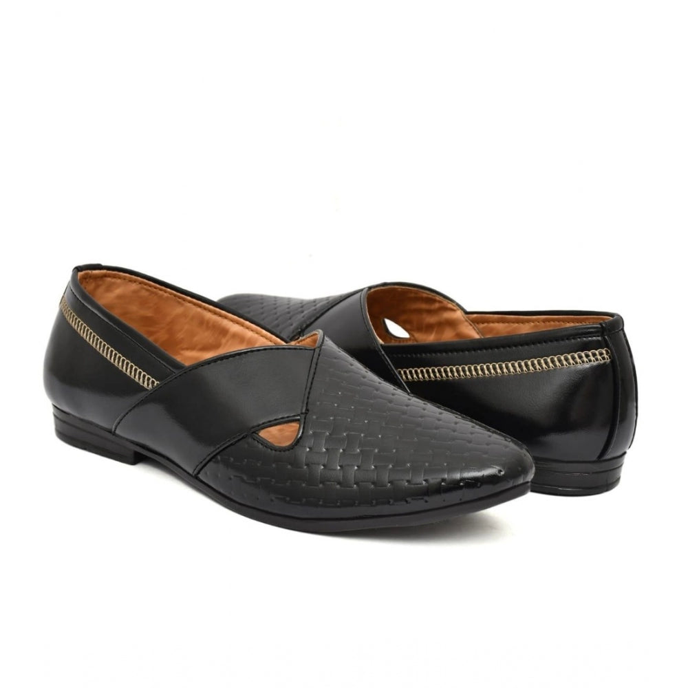 Men's Faux Leather Formal Shoes (Black) - Black, Faux Leather • Closure Type: Slip-On, Slip-On | POPNOVA