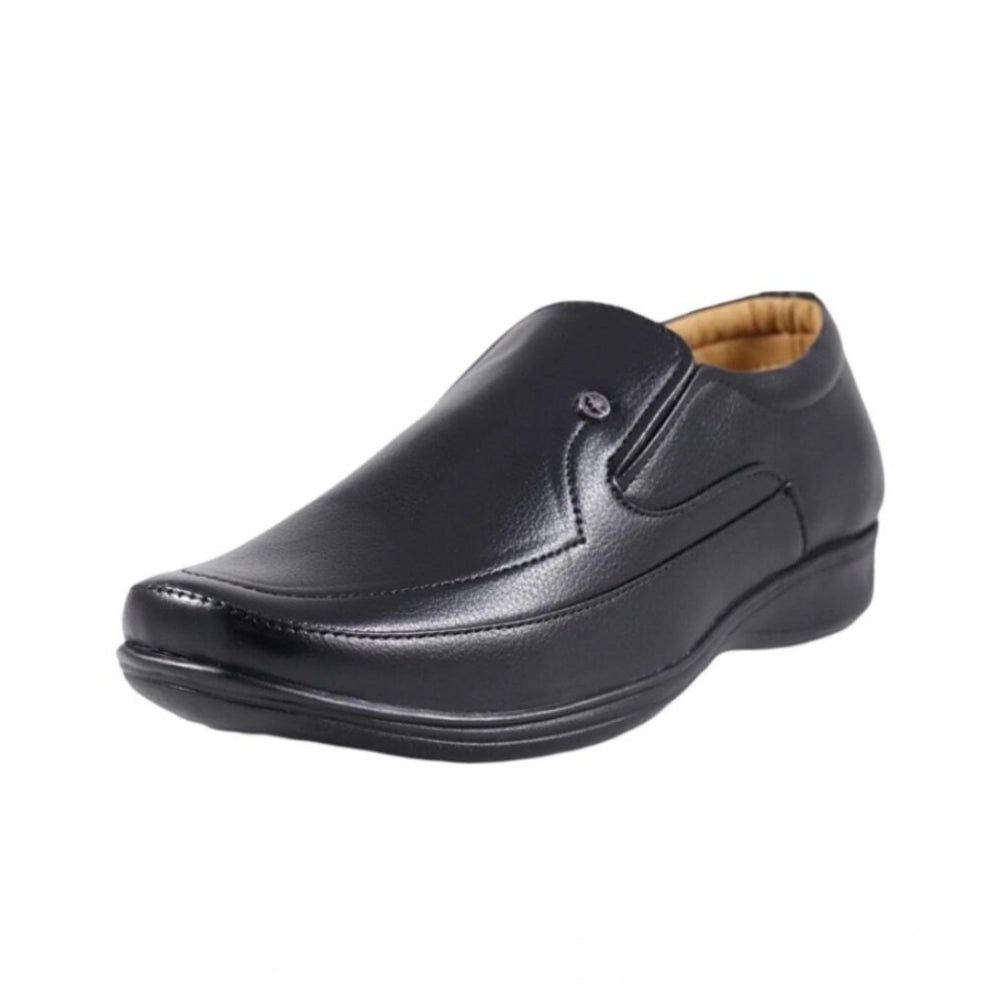 Men's Faux Leather Formal Shoes (Black) - Black, Faux Leather • Closure Type: Lace-Up, Lace-Up | POPNOVA