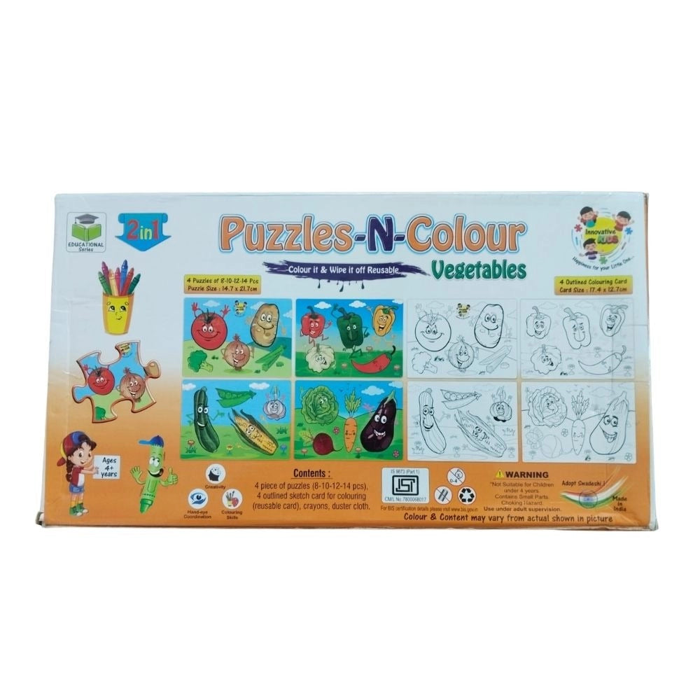 2 In 1 Puzzle & Colors Vegetable educational toys for kids 3+ years