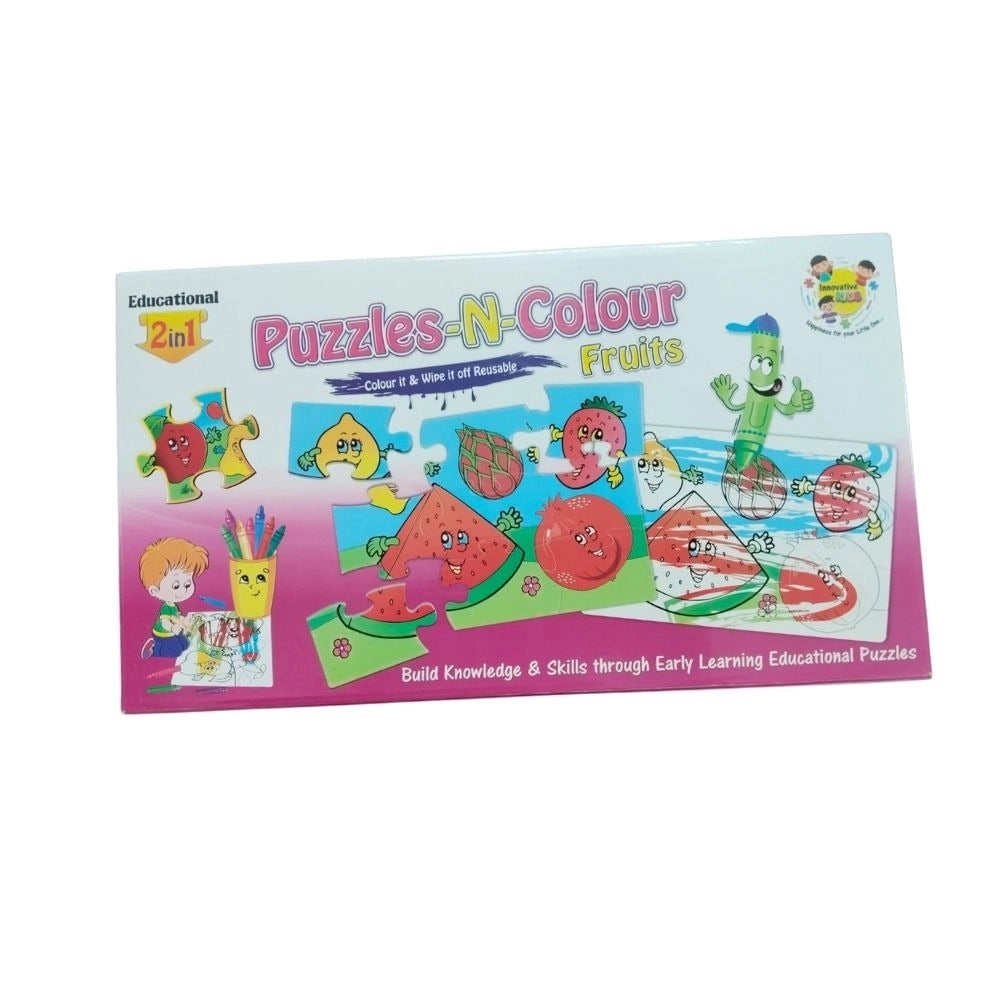 2 In 1 Puzzle & ColorsFtruit educational toys for kids 3+ years