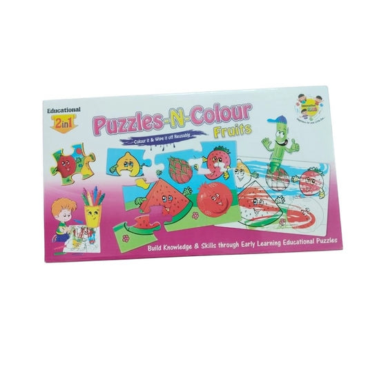 2 In 1 Puzzle & ColorsFtruit educational toys for kids 3+ years
