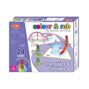 2 in 1 Transport - Shapes Colour And Rub With 24 Cards educational toys for kids 3+ years