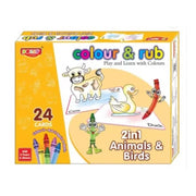 2 in 1 Animals - Birds Colour And Rub With 24 Cards educational toys for kids 3+ years