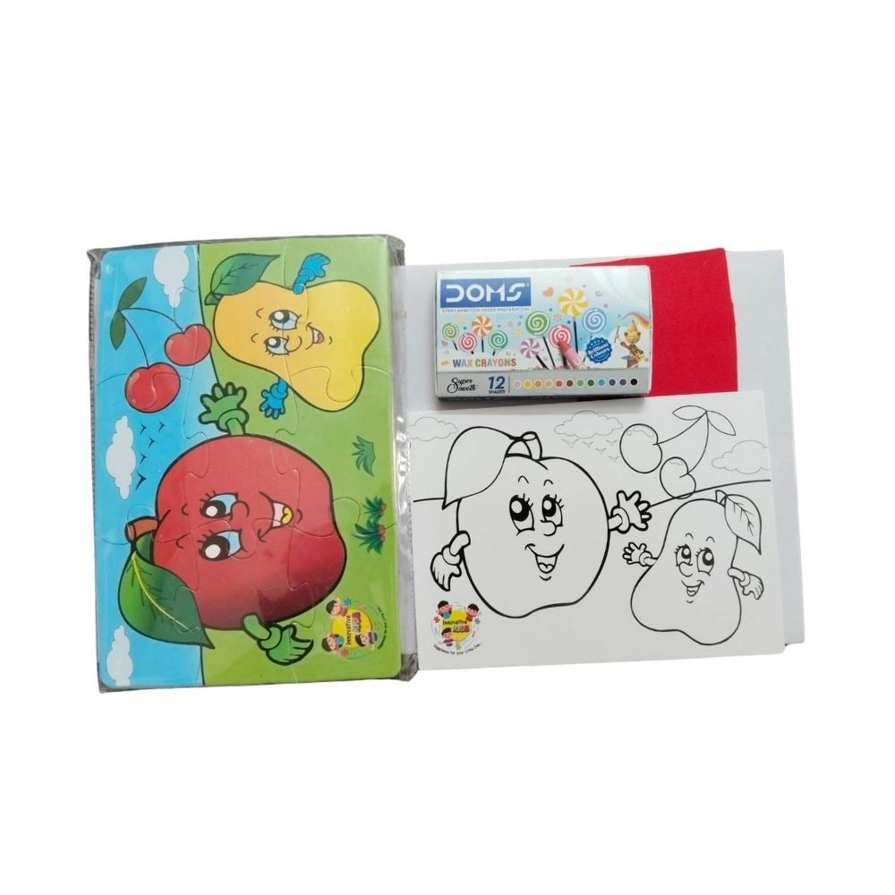 2 In 1 Puzzle & ColorsFtruit educational toys for kids 3+ years