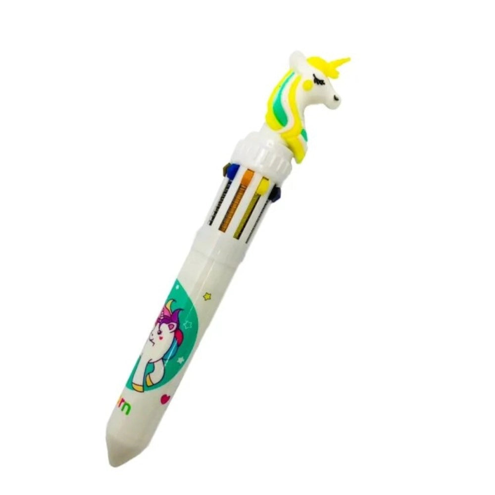 Pack Of 3 Unicorn Cartoon character 10 in 1 Multicolour Ink Ballpoint Pen kids toys for kids 3+ years