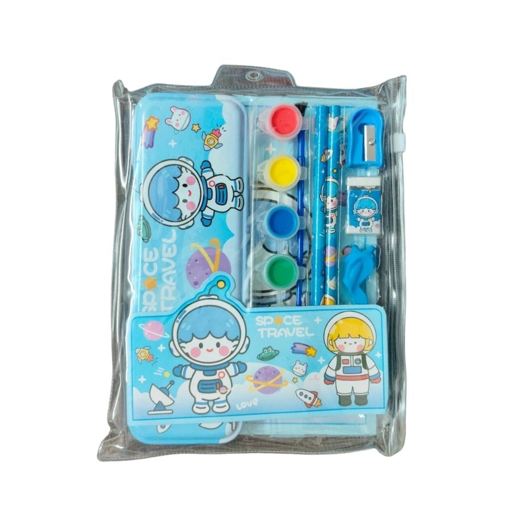 Space Travel Theme Pencil Metal Box Set kids toys for kids 3+ years