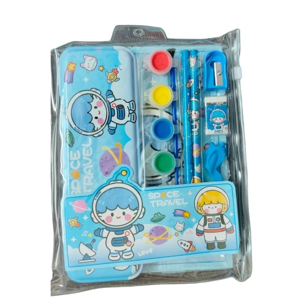 Space Travel Theme Pencil Metal Box Set kids toys for kids 3+ years