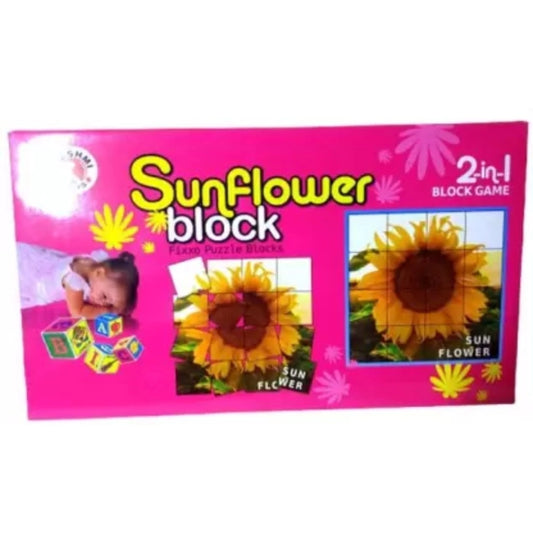 2 In 1 Sun Flower Puzzle And Blocks educational toys for kids 3+ years