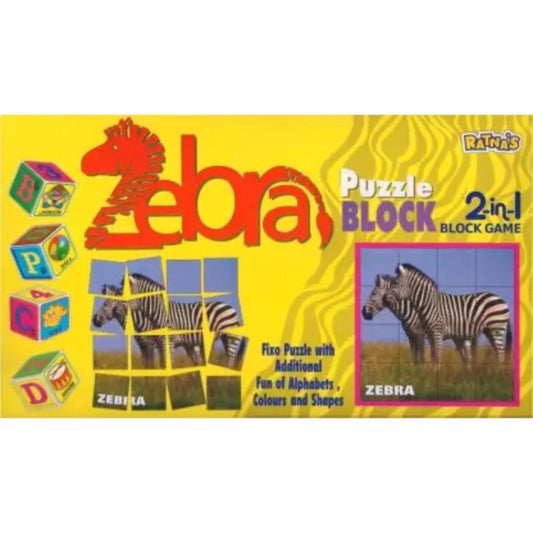 2 In 1 Zebra Puzzle And Blocks educational toys for kids 3+ years