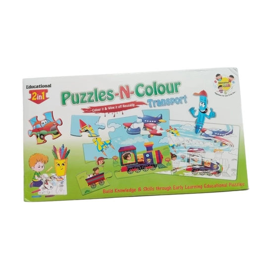 2 In 1 Puzzle & Colors-Transport educational toys for kids 3+ years