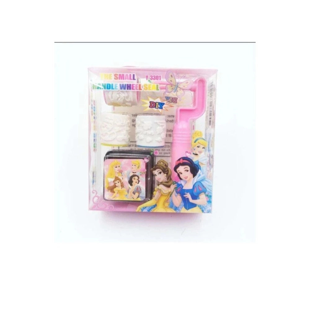 Pack Of 2 Roller Seal Stamp with Ink pad For DIY Kids Handle Rubber Stamp kids toys for kids 3+ years