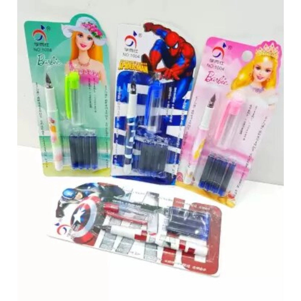 Pack Of 4 Fountain pen with four Blue Ink Cartridges kids toys for kids 5+ years