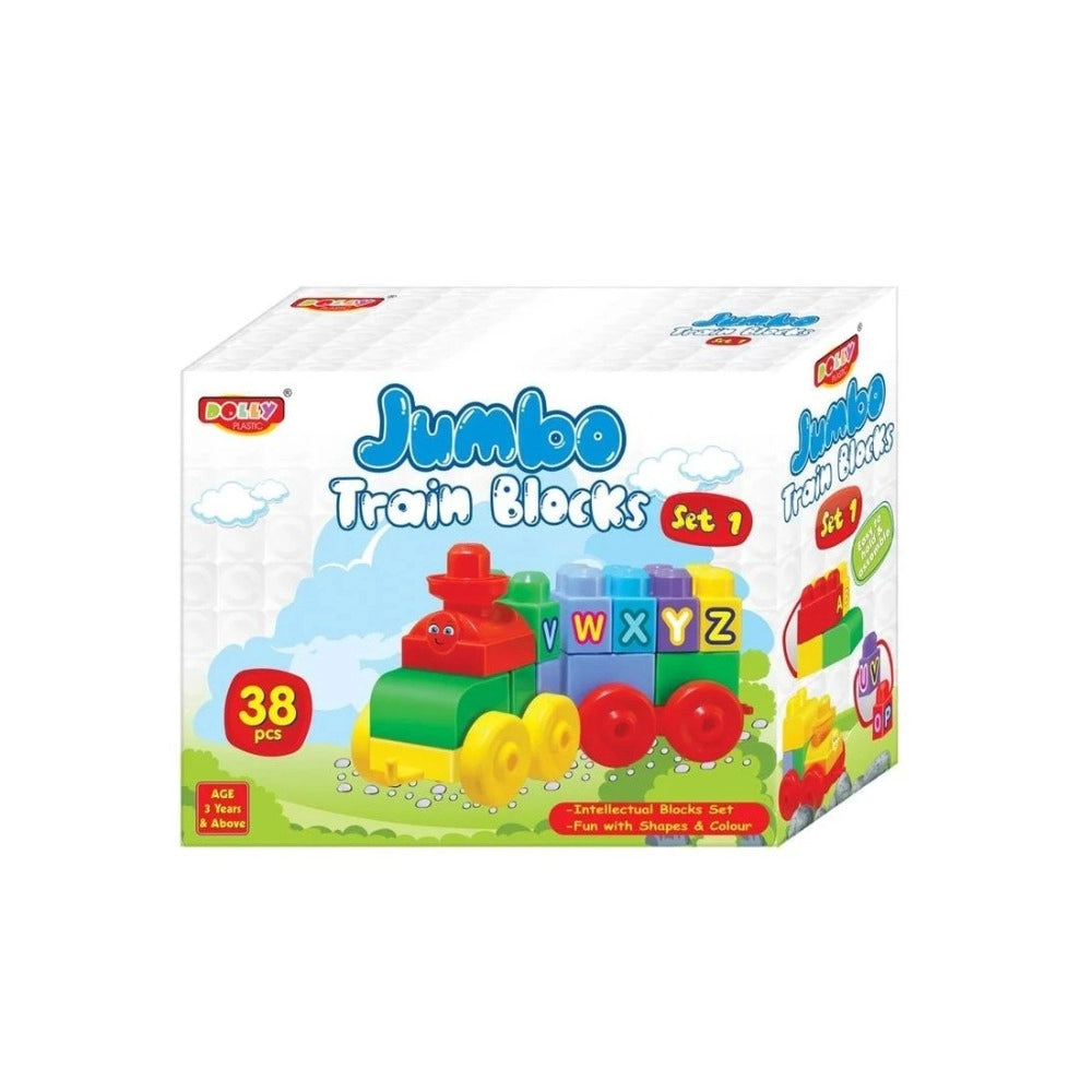 38 Pcs Set Jumbo Train Blocks educational toys for kids 3+ years