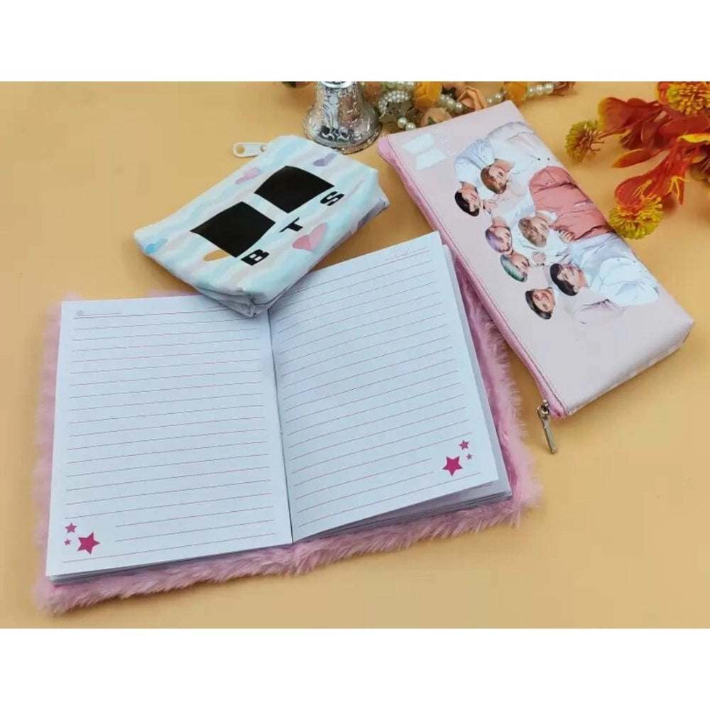 Prezzie Villa 3 in 1 Black Pink Stationery Set for Kids in Multicolor 2 Pouches and 1 Pocket Diary Set kids toys for kids...