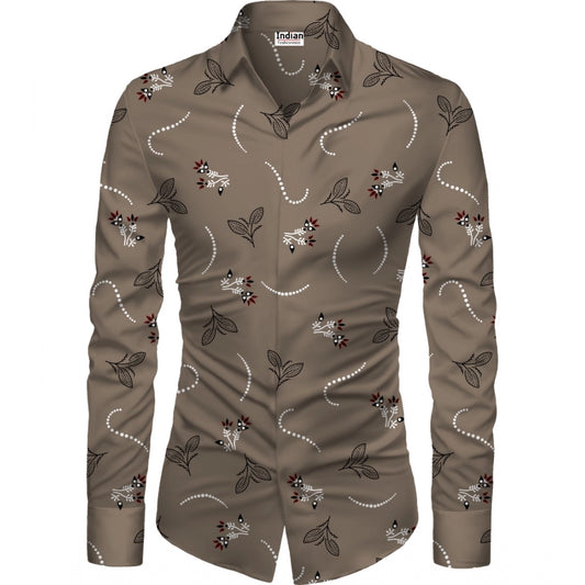 Men's Casual Floral Printed Cotton Blend Unstitched Shirt Fabric 1.6 Mtrs (Brown) - Brown, Cotton Blend • Pattern: Floral Printed • Stitching Type: Unstitched • Disclaimer: The color of actual product may vary slightly from the images provided due to photographic lighting conditions and difference in screen resolutions. | POPNOVA