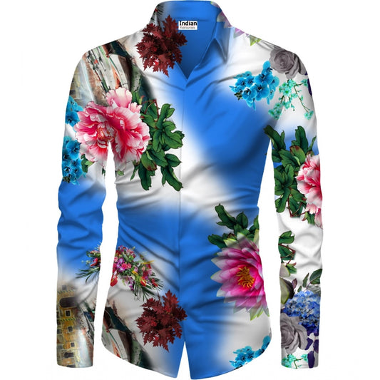 Men's Casual Floral Printed Cotton Blend Unstitched Shirt Fabric 1.6 Mtrs (Blue) - Blue, Cotton Blend • Pattern: Floral Printed • Stitching Type: Unstitched • Disclaimer: The color of actual product may vary slightly from the images provided due to photographic lighting conditions and difference in screen resolutions. | POPNOVA