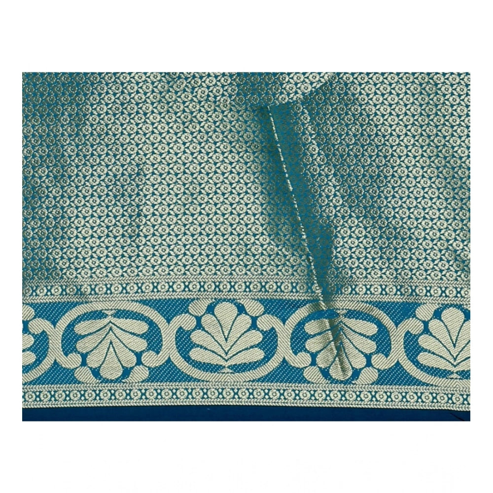 Women's Jacquard Woven Saree With Unstitched Blouse 5.5 Mtr (Dark Blue)