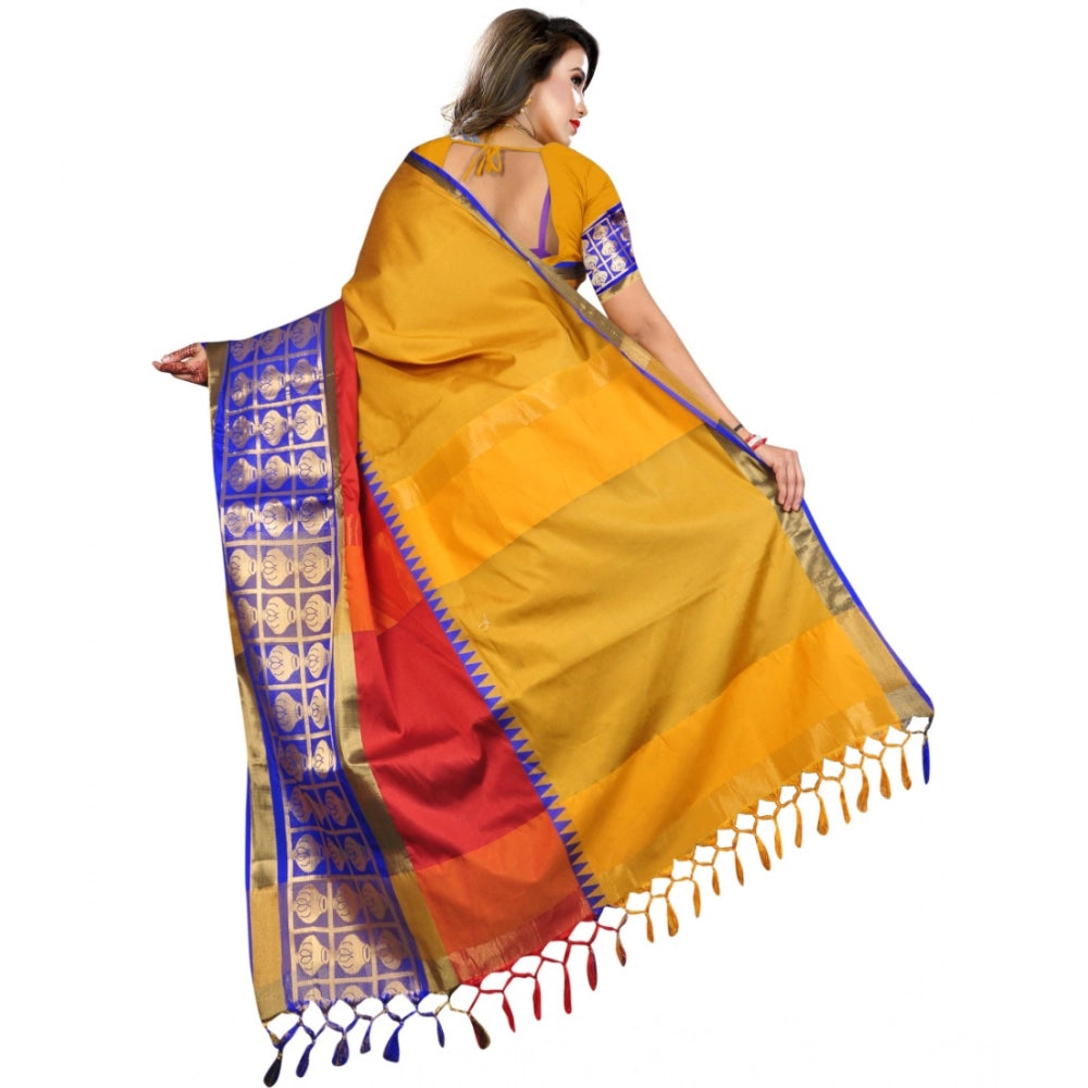 Women's Jacquard Woven Saree With Unstitched Blouse 5.5 Mtr (Mustard)