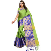 Women's Jacquard Woven Saree With Unstitched Blouse 5.5 Mtr (Green)