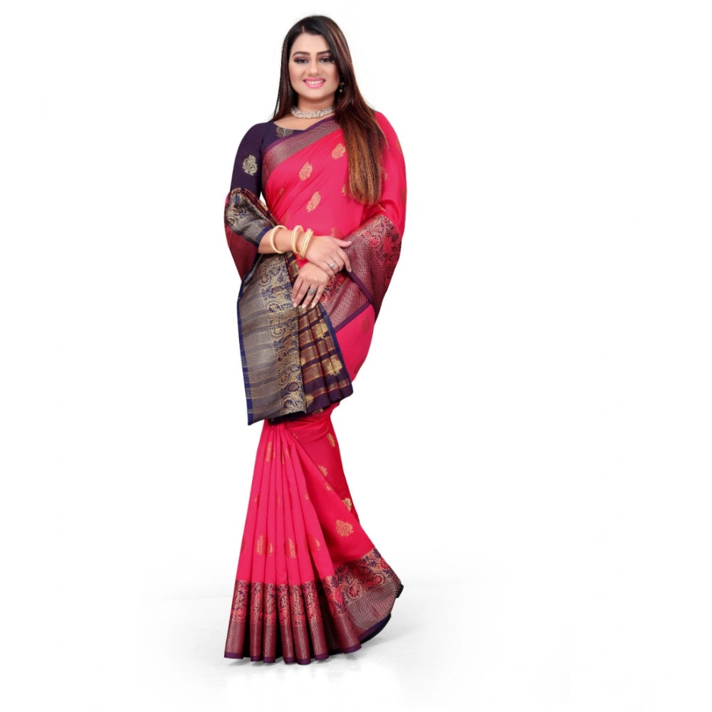Women's Silk Blend Woven Saree With Unstitched Blouse 5.5 Mtr (Multicolor)
