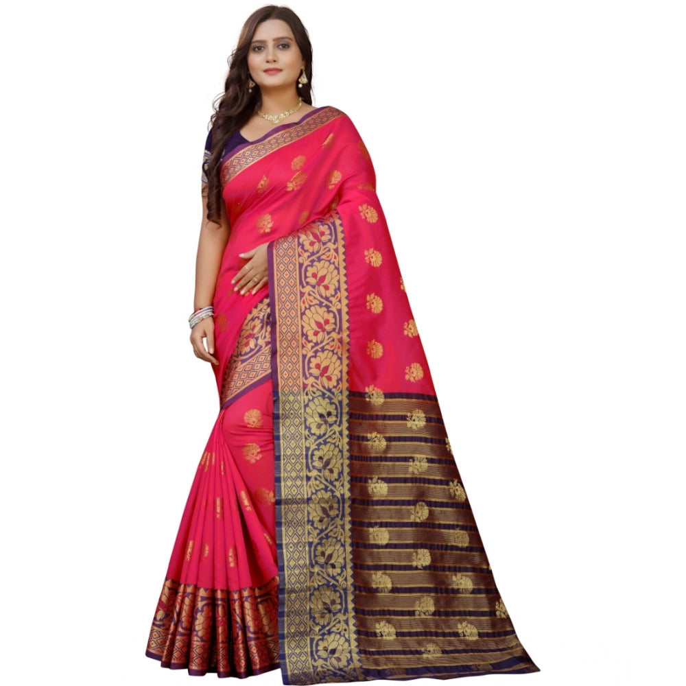 Women's Silk Blend Woven Saree With Unstitched Blouse 5.5 Mtr (Multicolor)