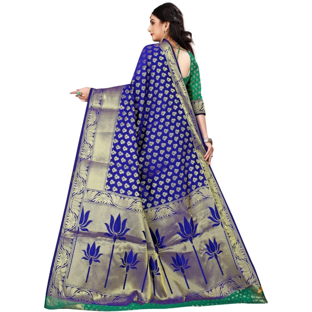 Women's Jacquard Woven Saree With Unstitched Blouse 5.5 Mtr (Green)