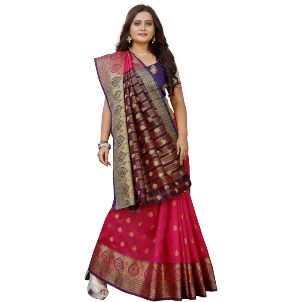 Women's Silk Blend Woven Saree With Unstitched Blouse 5.5 Mtr (Multicolor)