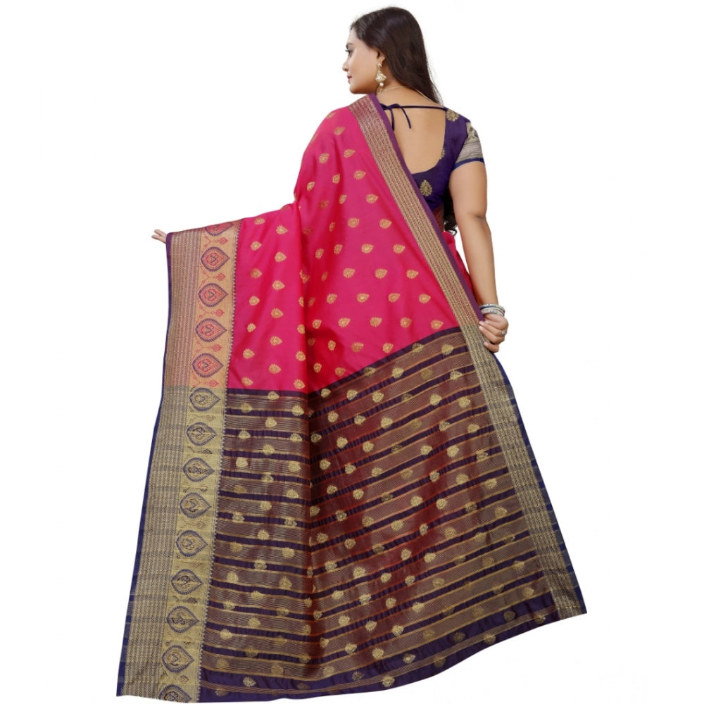 Women's Silk Blend Woven Saree With Unstitched Blouse 5.5 Mtr (Multicolor)