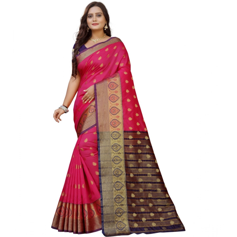 Women's Silk Blend Woven Saree With Unstitched Blouse 5.5 Mtr (Multicolor)