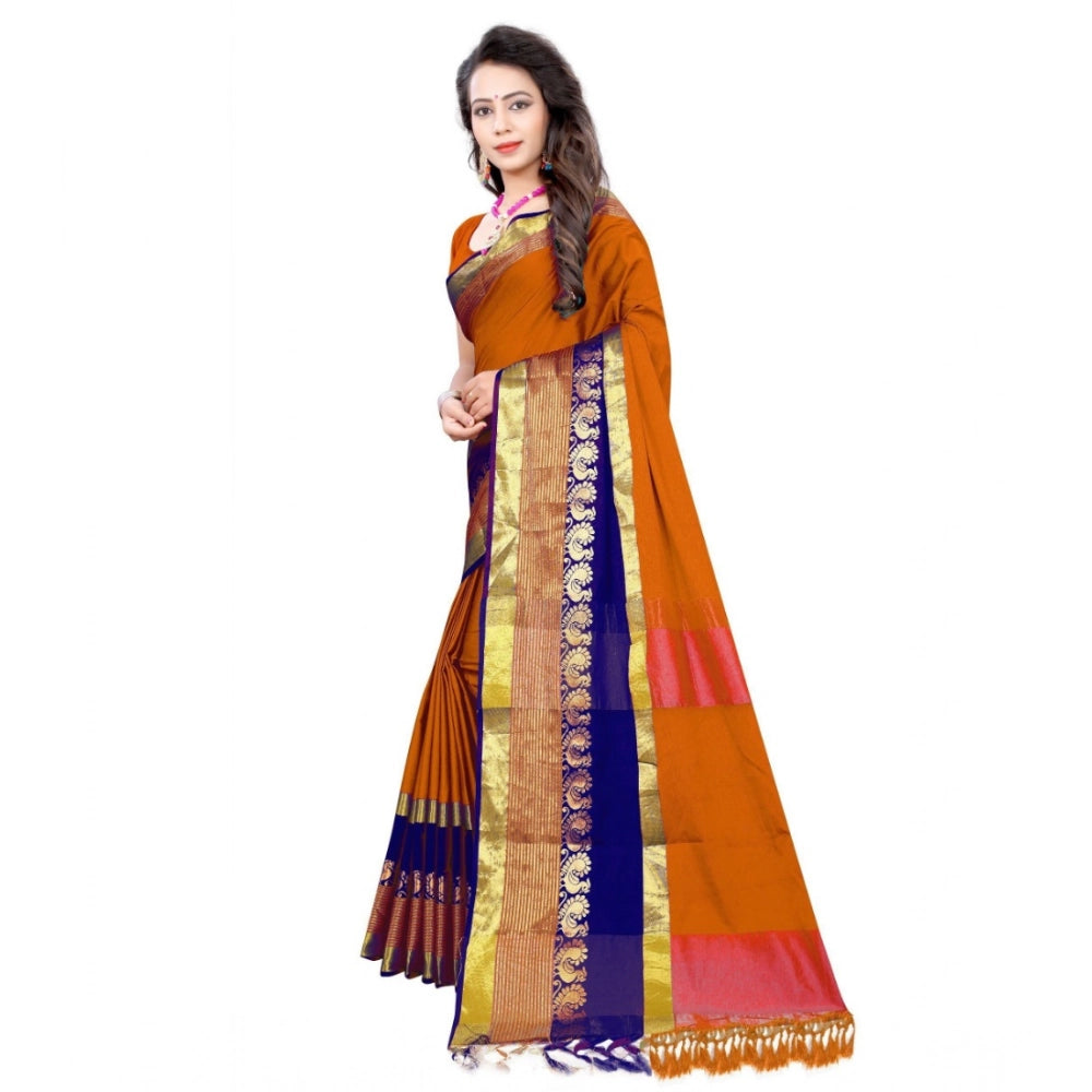 Women's Jacquard Woven Saree With Unstitched Blouse 5.5 Mtr (Multicolor)
